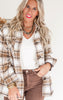 Crisp Morning Plaid Shacket with Sherpa Lining - Camel - Final Sale