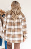 Crisp Morning Plaid Shacket with Sherpa Lining - Camel - Final Sale