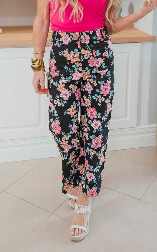 Spring Floral Straight Leg Pants - Final Sale