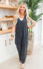 MONO B. Black Mineral-Washed Lounge Jumpsuit