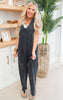 MONO B. Black Mineral-Washed Lounge Jumpsuit - Final Sale