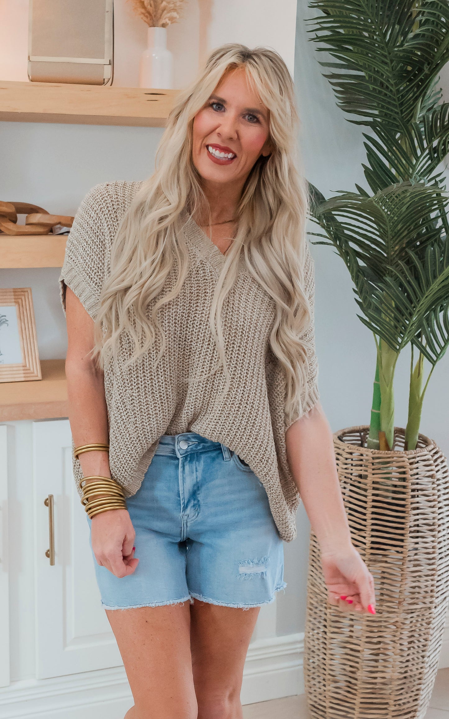 Taupe Thick Knit Boxy Top - Final Sale