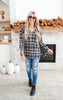 Smokey Blue Plaid Hoodie Top