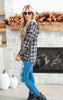 Smokey Blue Plaid Hoodie Top