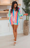 Press Pleated Rainbow Shirt with Matching Shorts