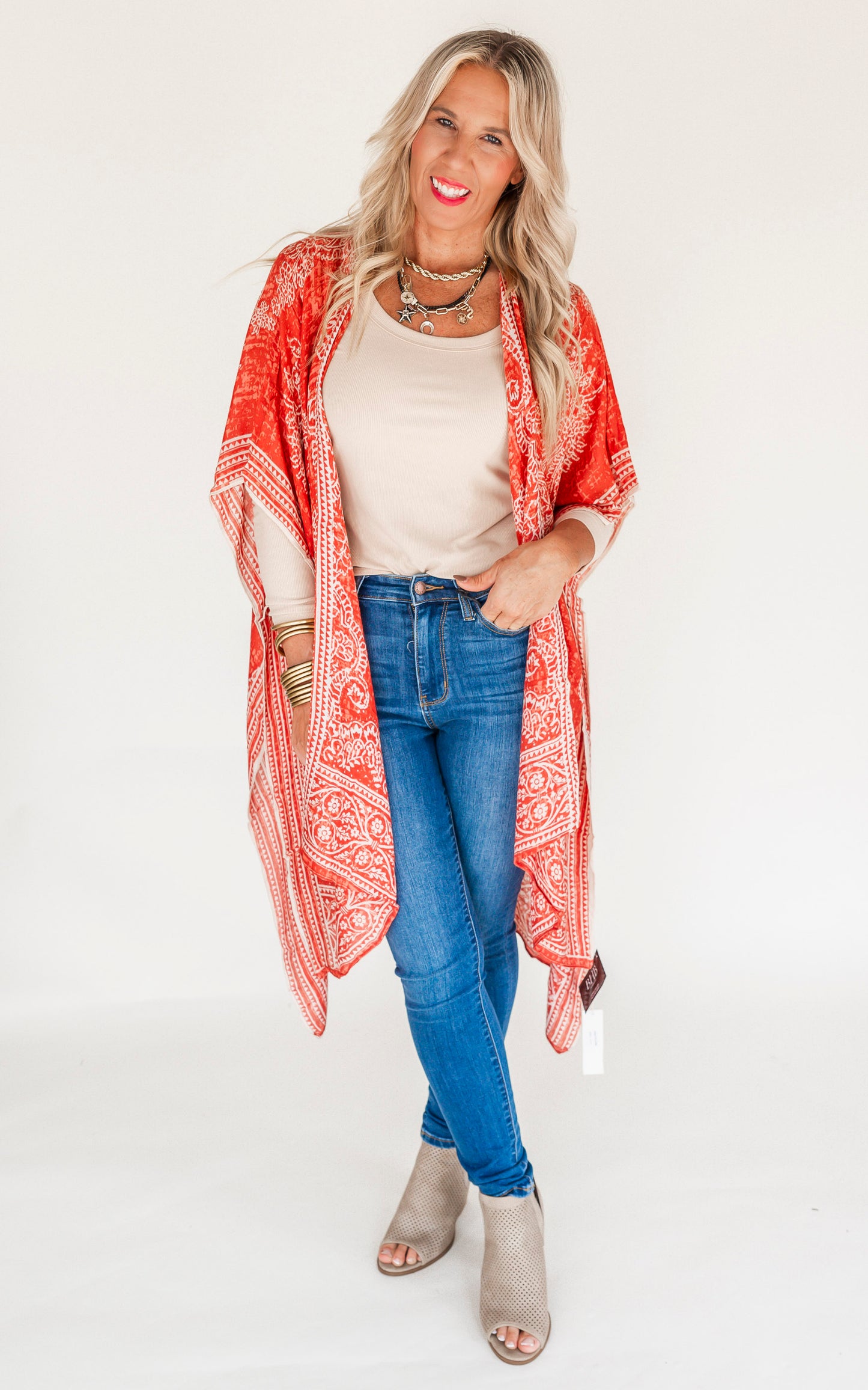 Clay Damask & Paisley Kimono - Final Sale