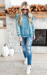 Acid Wash Pullover with Pockets - Part 2 - Final Sale