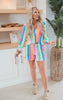 Press Pleated Rainbow Shirt with Matching Shorts