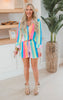 Press Pleated Rainbow Shirt with Matching Shorts