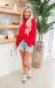 Red Textured Knit Pullover