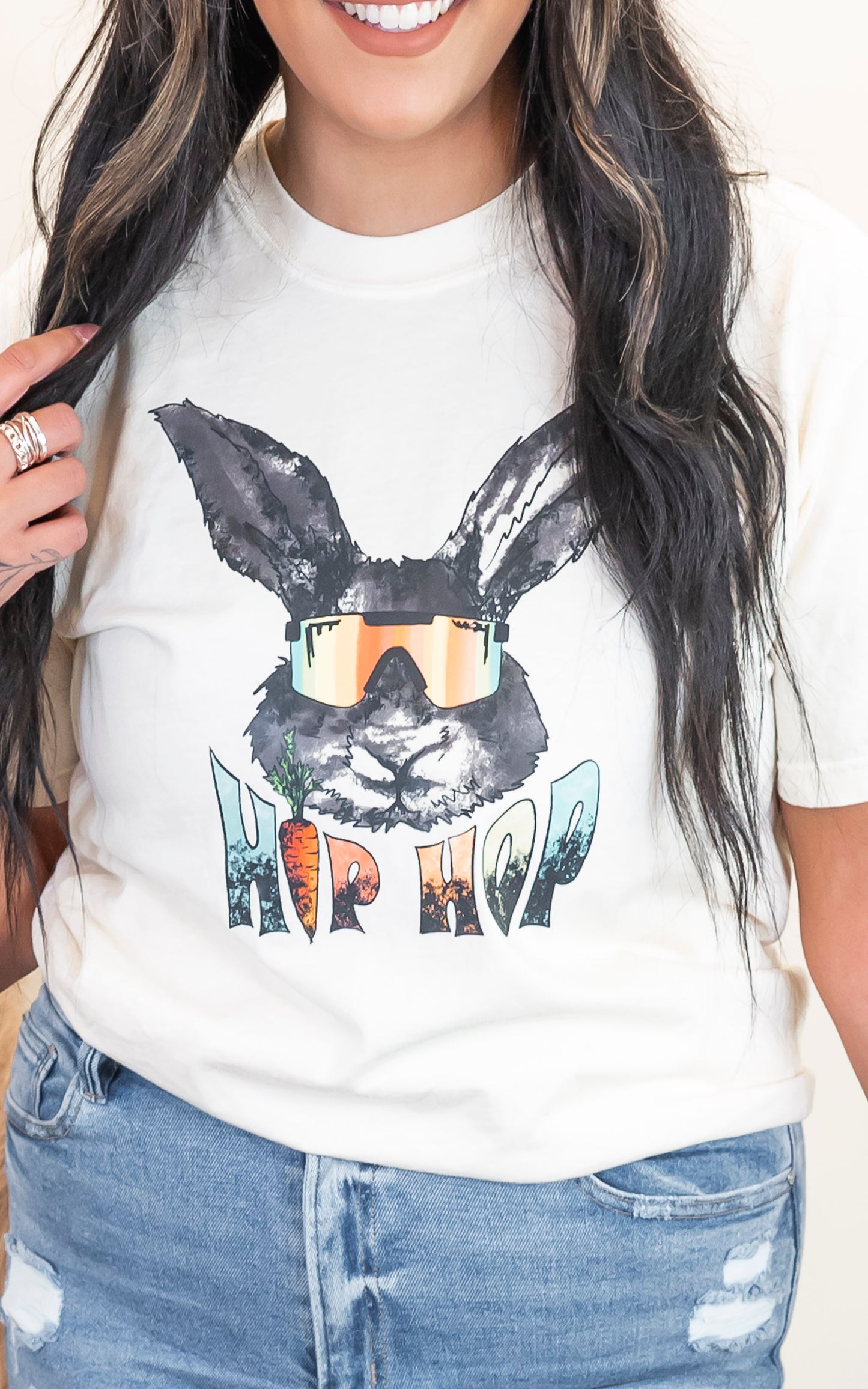 Chill Easter Bunny Garment Dyed Graphic T-shirt