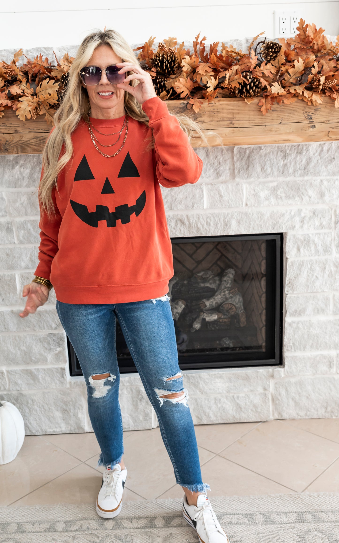 Get Pumpkin Faced Crewneck Sweatshirt** - Final Sale