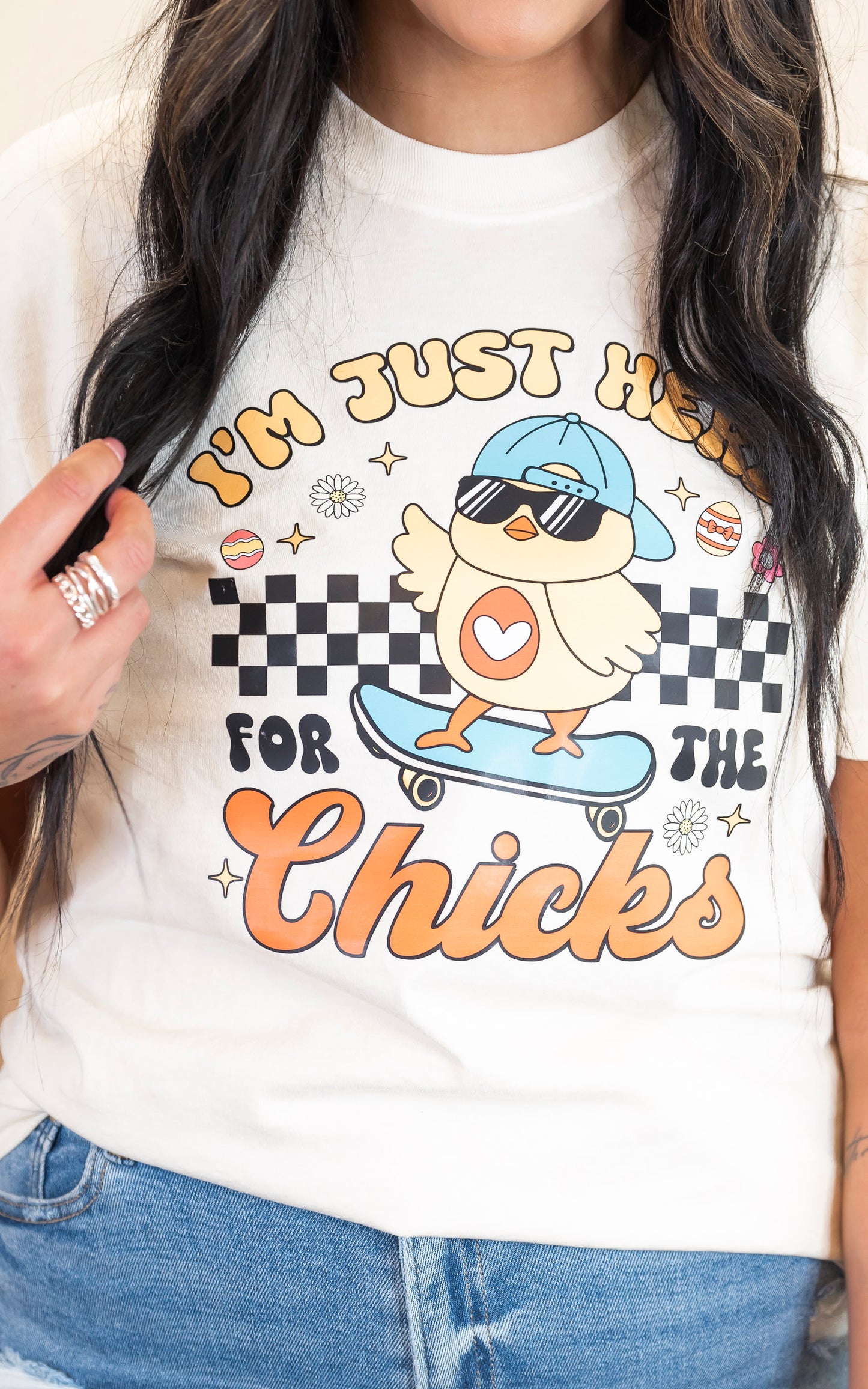 Im Just Here for the Chicks Garment Dyed Graphic T-shirt