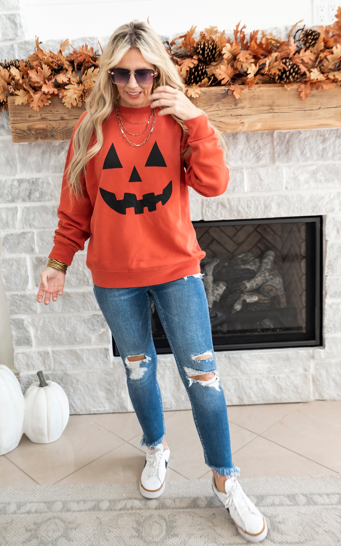 Get Pumpkin Faced Crewneck Sweatshirt** - Final Sale