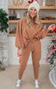 Deep Camel Balloon Sleeve Sweatshirt & Sweatpants Outfit Set - Final Sale