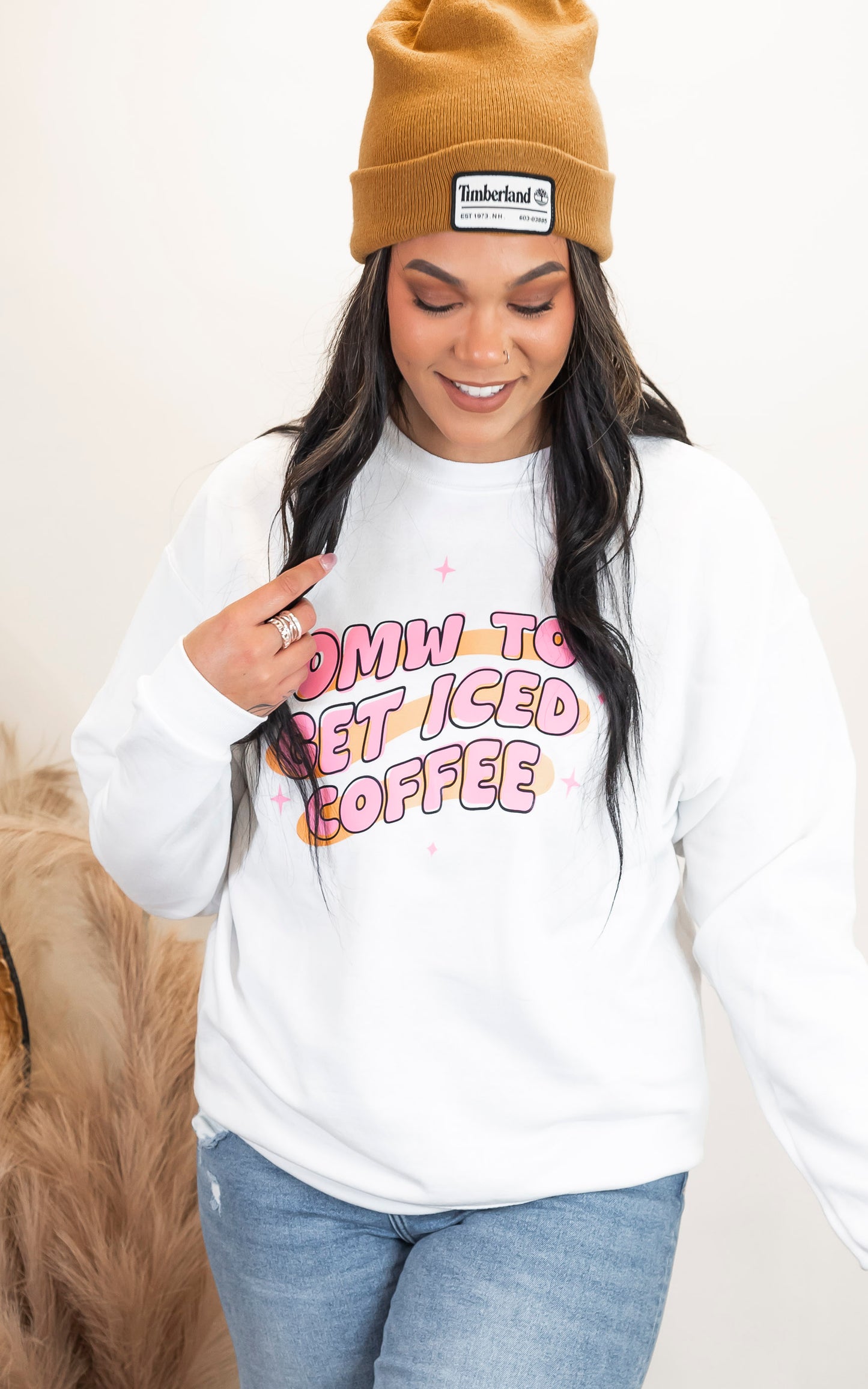 OMW To Get Iced Coffee Graphic Crewneck Sweatshirt