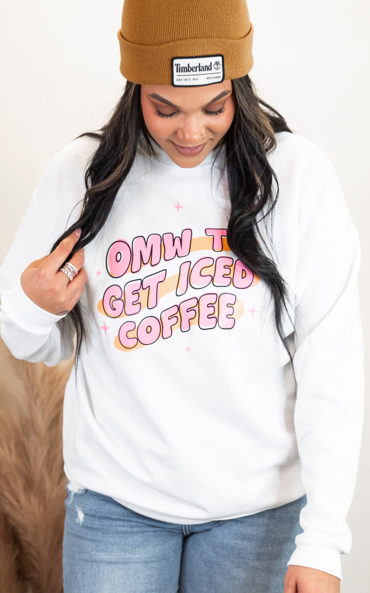 OMW To Get Iced Coffee Graphic Crewneck Sweatshirt