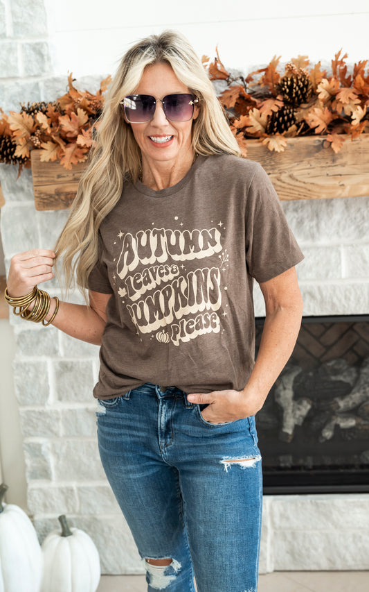 Autumn Leaves and Pumpkin Please T-Shirt** - Final Sale