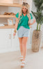 Kelly Green Textured Short Sleeve Top