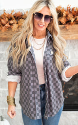 SALTY WAVE'S All the Cozy Checkered Charcoal Shacket | SHIP DATE 9/30