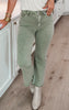 Light Olive Acid Wash High Waisted Bootcut Denim Jeans | ZenanA