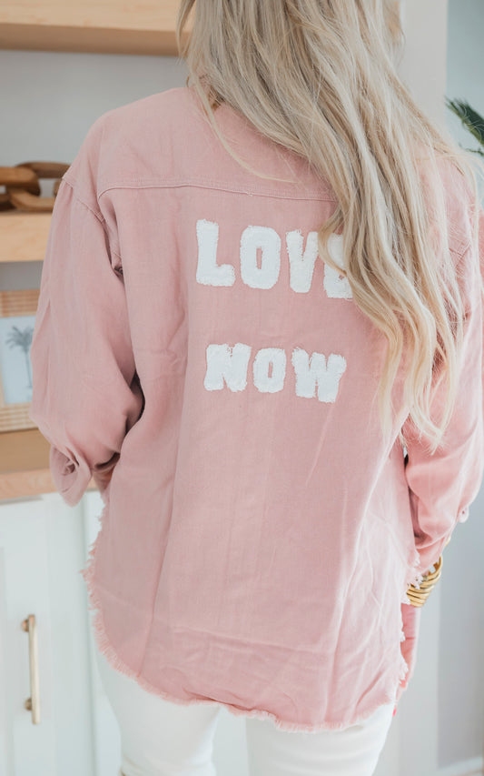 Rose Garment Washed "Love Now" Jacket - Final Sale