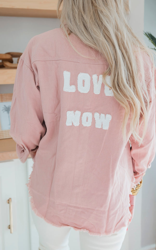 Rose Garment Washed "Love Now" Jacket