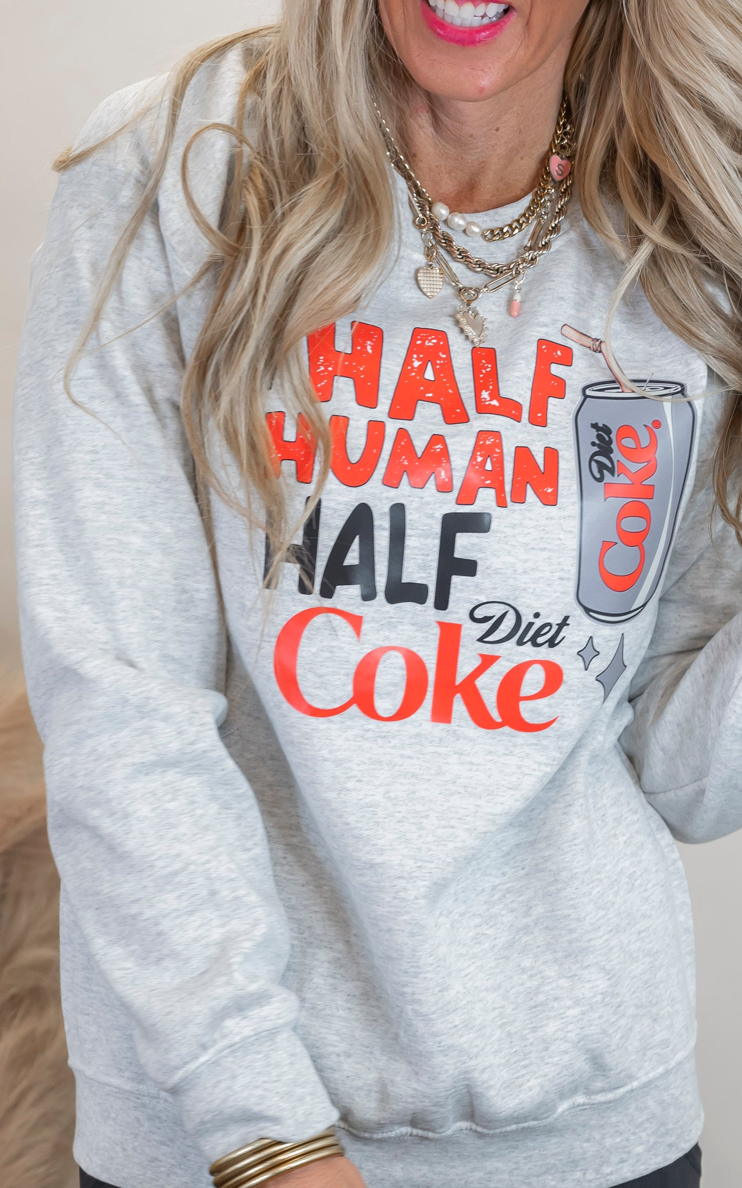 Half Human Half Diet Coke Graphic Crewneck Sweatshirt