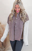 Chocolate Contrast Sweater Button Down Shacket | POL - Final Sale**