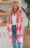 Gingham Pattern Soft Open Cardigan Sweater