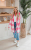 Gingham Pattern Soft Open Cardigan Sweater