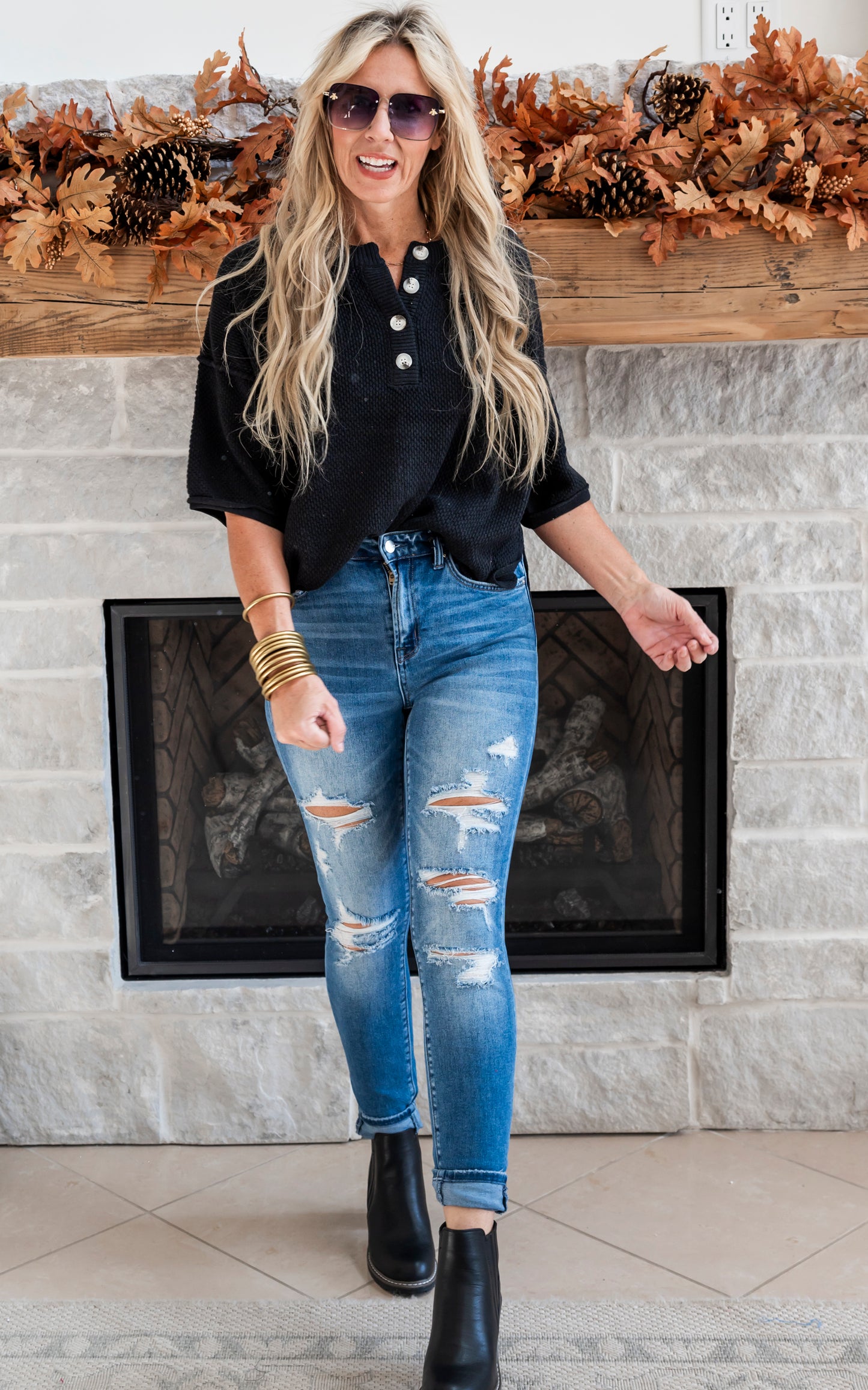 Black Knit Transitional Dolman Sweater