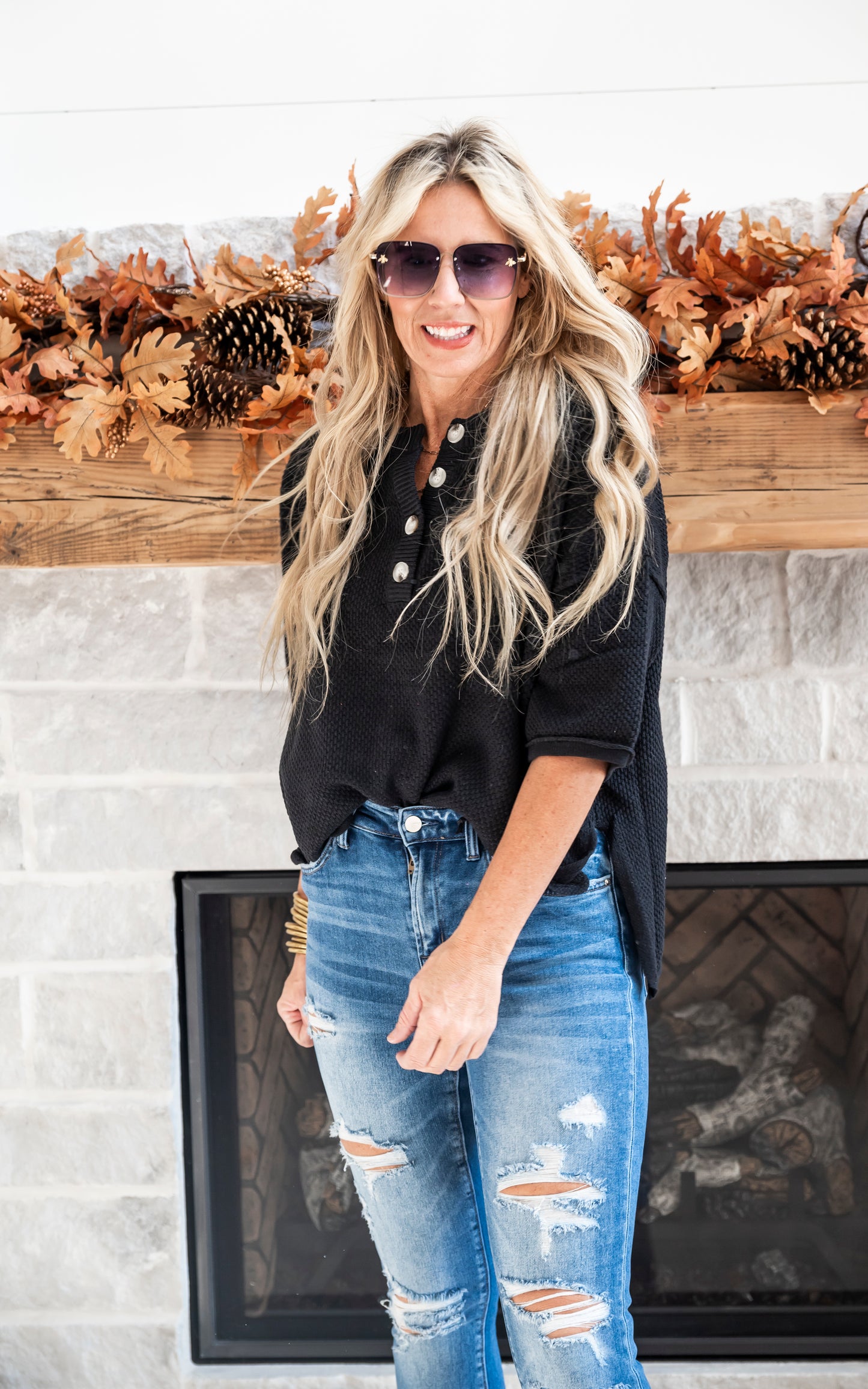 Black Knit Transitional Dolman Sweater