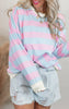 Spring in my Step Blue Pink Stripe Terry Top