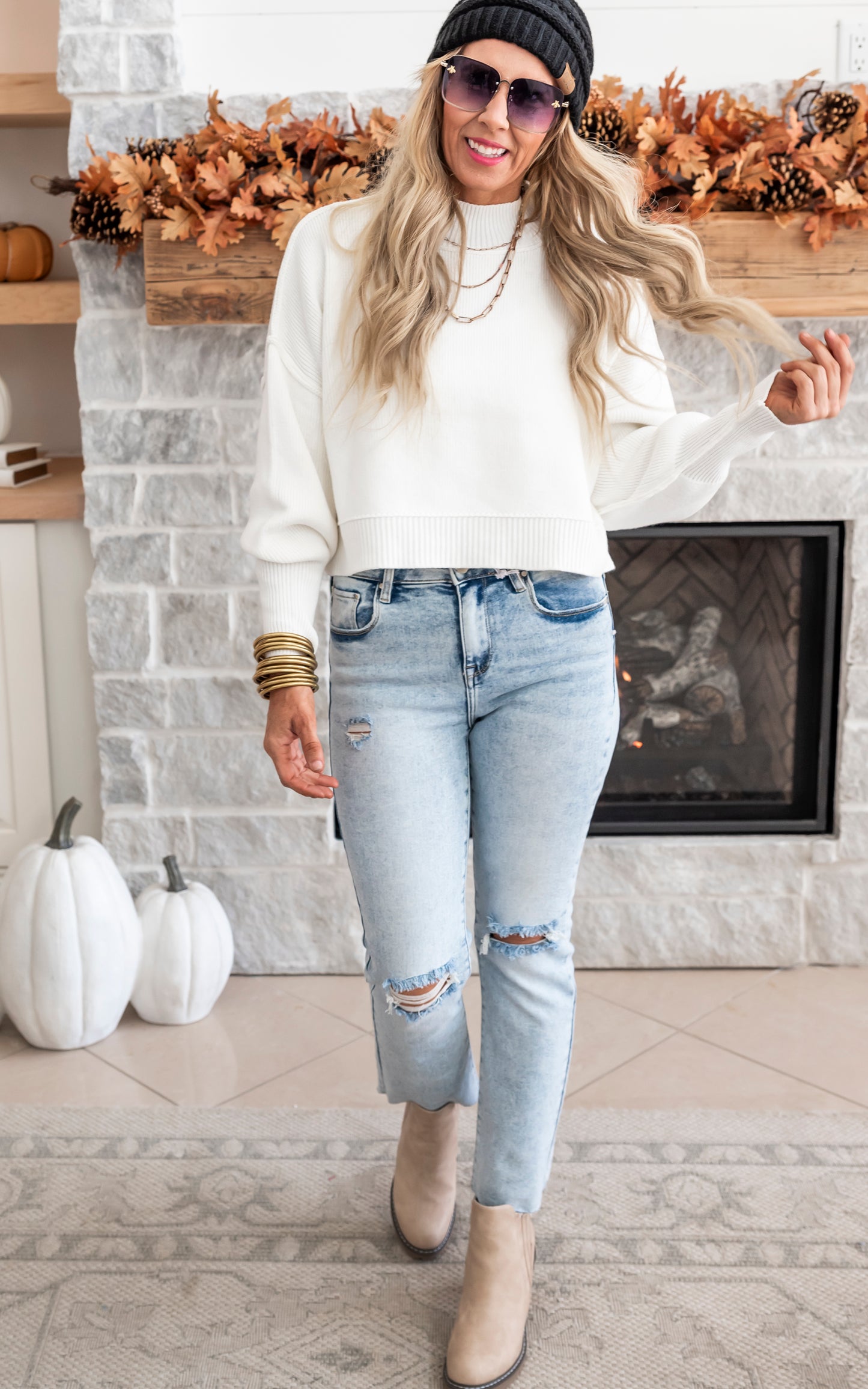 Meet Me Later Oversized Cropped Sweater - Final Sale