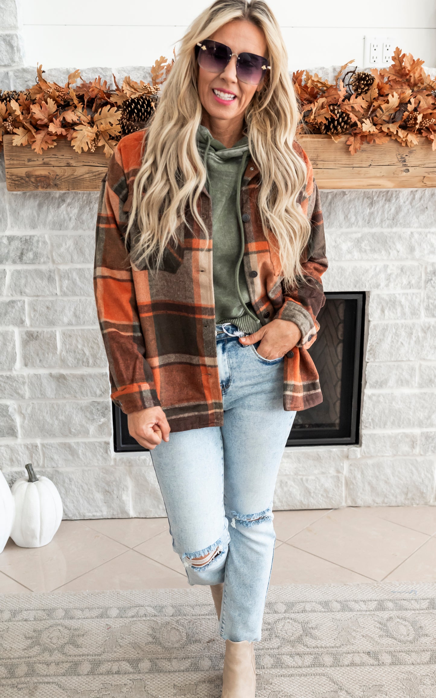 Rust Plaid Shacket