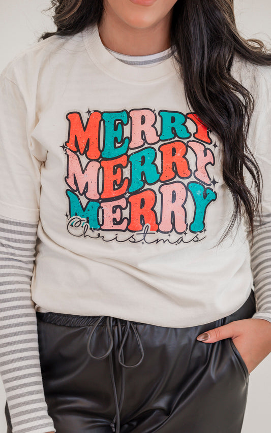 Merry Merry Merry Christmas Graphic T-shirt