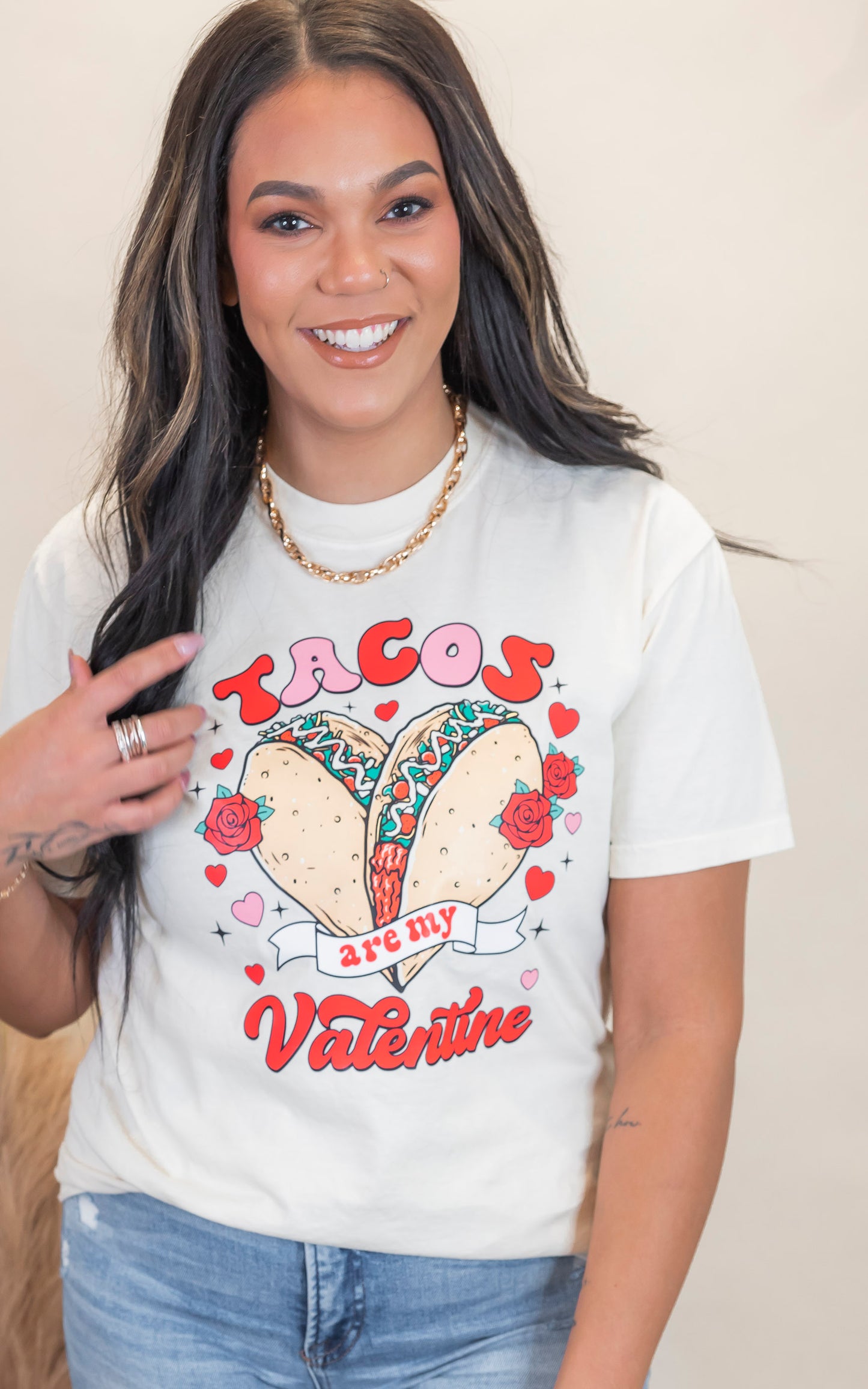 Tacos are my Valentine Garment Dyed Graphic T-shirt