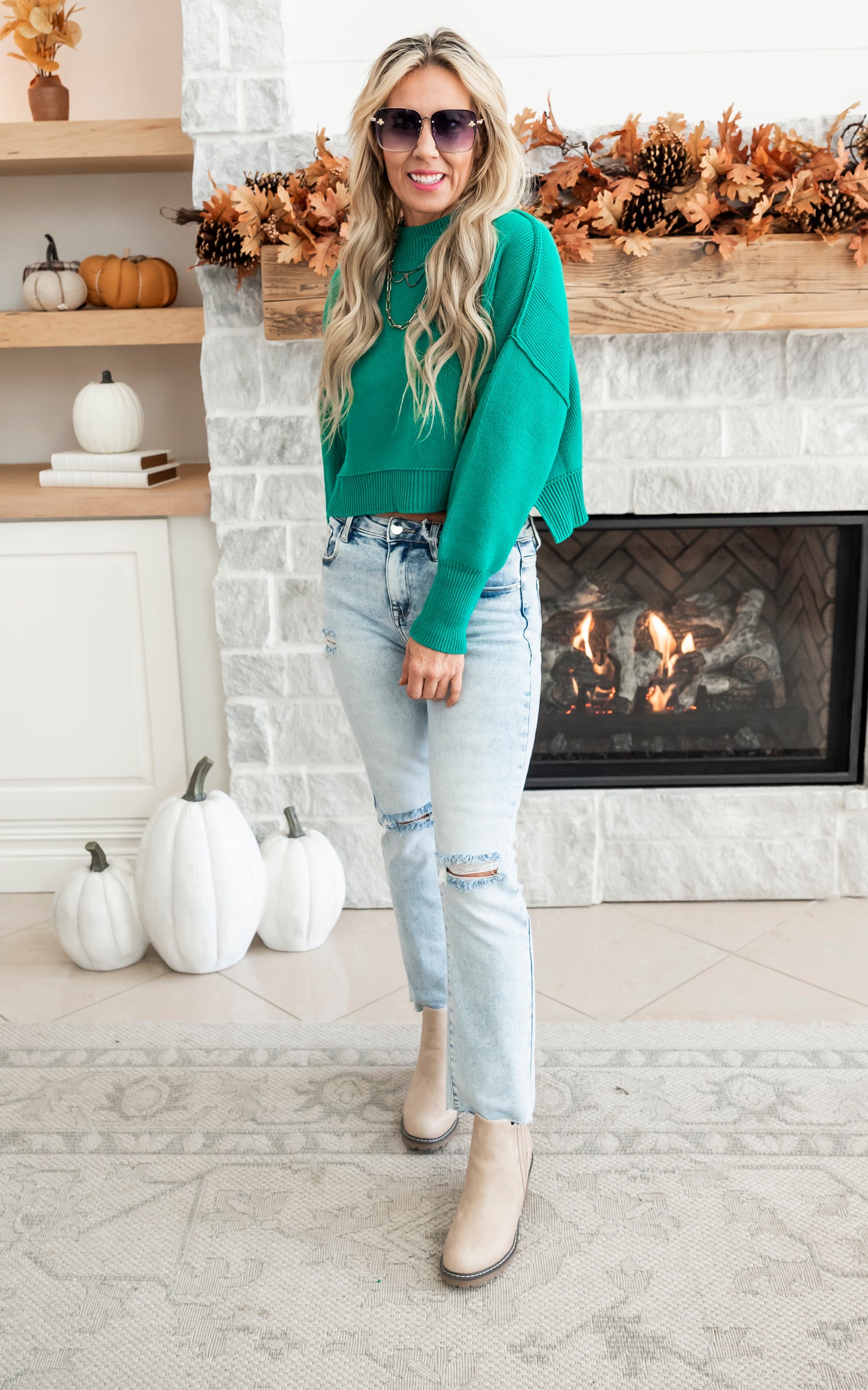 Meet Me Later Oversized Cropped Sweater - Final Sale