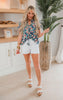 Blue Floral Short Sleeve Blouse - Final Sale