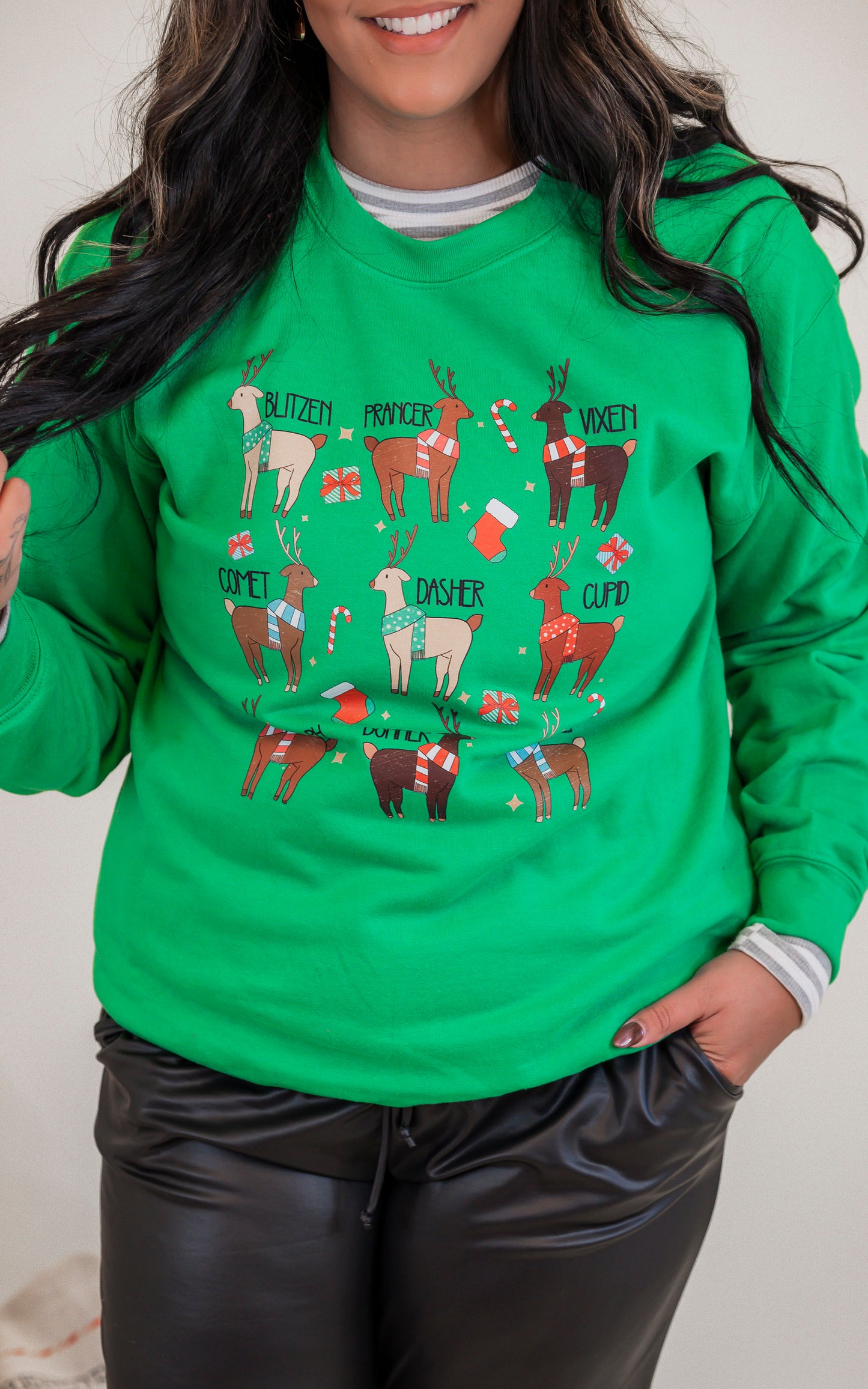 Santa's Reindeer Graphic Crewneck Sweatshirt