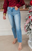 The Maggie Q Super High Rise Wedge Straight Leg Denim Jean | MICA