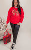 Red Sparkle Holiday Bow Graphic Crewneck Sweatshirt