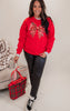 Red Sparkle Holiday Bow Graphic Crewneck Sweatshirt