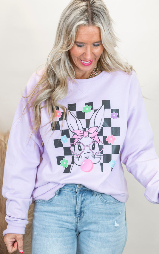 Check Your Bubblegum Bunny Garment Dyed Sweatshirt | Comfort Wash