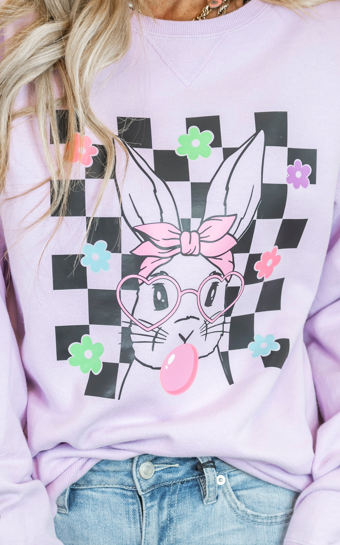 Check Your Bubblegum Bunny Garment Dyed Sweatshirt | Comfort Wash