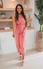 Salmon Snow Washed Drawstring Jumpsuit