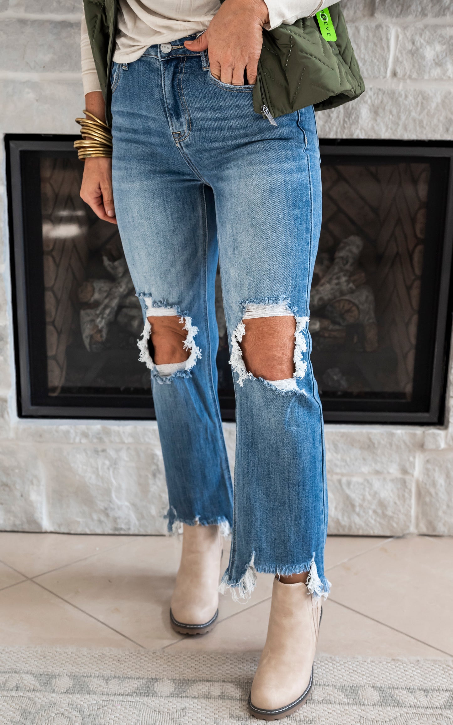 High Rise Straight Crop Denim Jeans | Risen