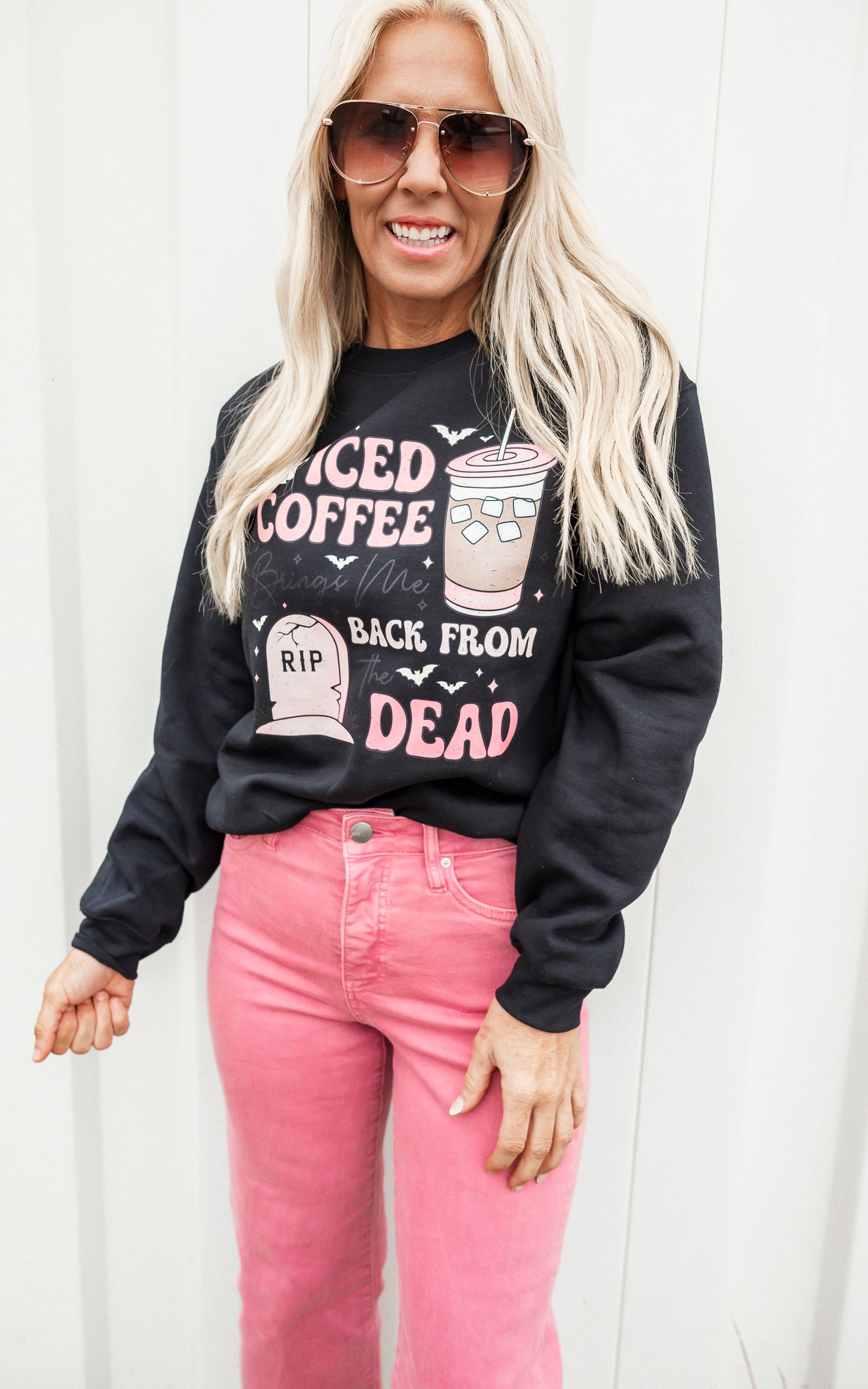 Iced Coffee Brings Me to Life Graphic Crewneck Sweatshirt