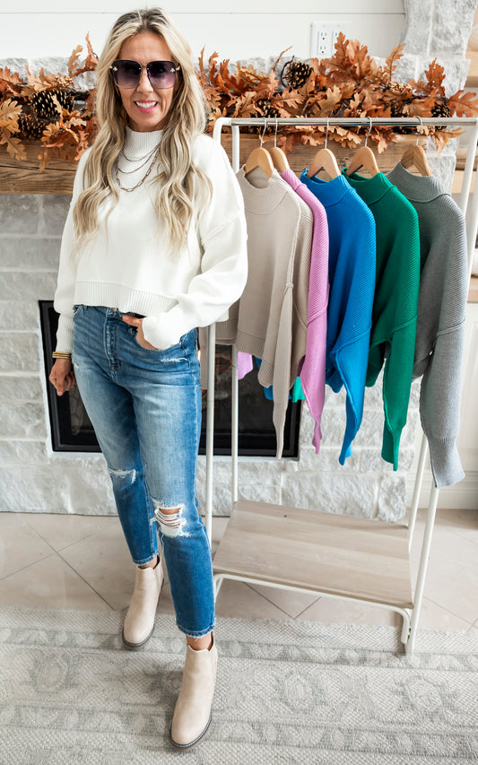 Meet Me Later Oversized Cropped Sweater - Final Sale